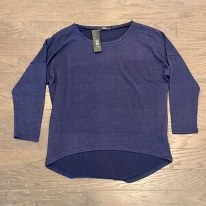UGET Navy‎ Blue Long Sleeve High Low Hem Knit Top Small NEW